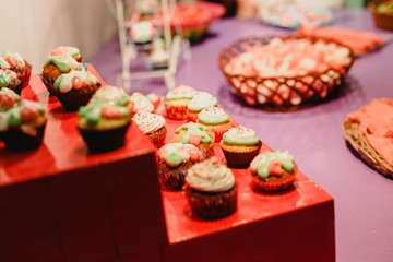 candy bar at a wedding filled with sweets and baubles