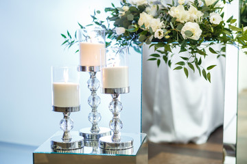 Floral arrangement at a wedding ceremony