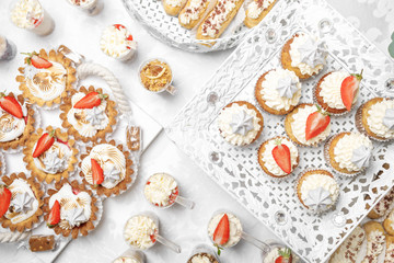 Dessert. Delicious cupcake on the table