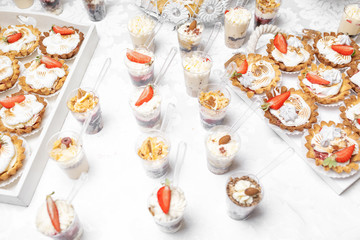 Dessert. Delicious cupcake on the table