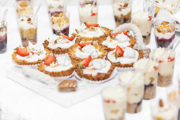 Dessert. Delicious cupcake on the table