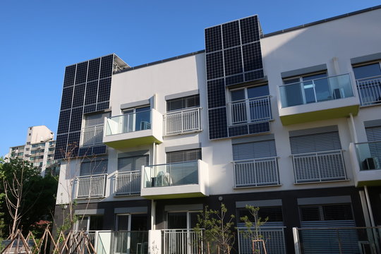 Solar panels on a apartment 
