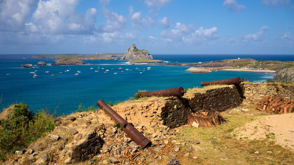 Islands of Santo Antonio, Rasa, Sela Gineta and Rata seen from the Fortress of Nossa Senhora dos Remedios, Fernando de Noronha, Pernambuco Brazil