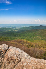 View of the Shenandoah Valley on the Blue Ridge Mountain range from Mary's Rock, a popular hike in Virginia