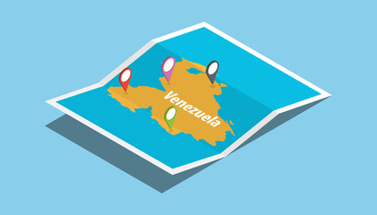 venezuela explore maps with isometric style and pin location tag on top