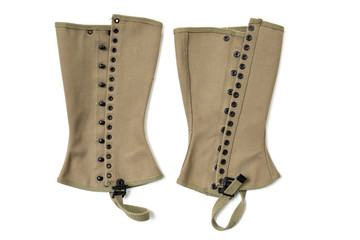 Vintage Pair of World War II US Army Canvas Leggings Gaiters Spats isolated on white
