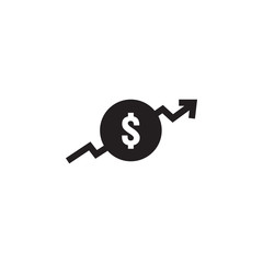 dollar increase icon. Money symbol with arrow stretching rising up. Business cost sale icon. vector illustration