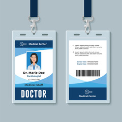 Doctor ID badge. Medical identity card design template