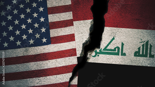 United States Vs Iraq Flags On Ed Wall Stock Photo And United States Vs Iraq Flags On Ed Wall