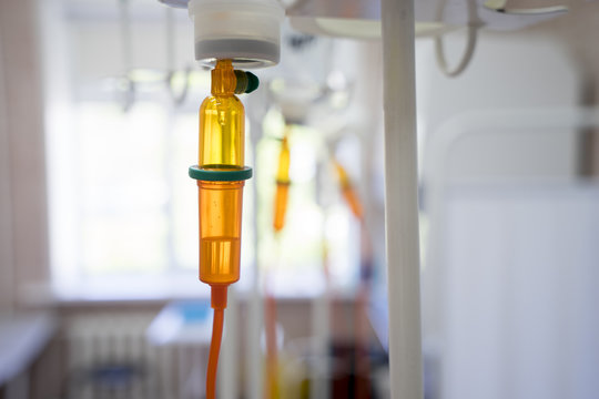 Intravenous Drip Of Chemotherapy Or Saline Infusion For For Solution Of Dehidration Or Another Ilness Like Oncology