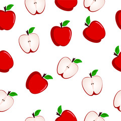 Red apples seamless pattern illustration vector