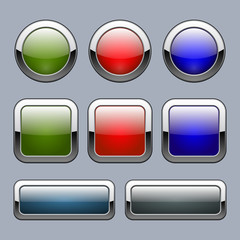 Set of multicolored buttons for web elements. Vector illustration.