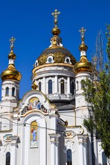 Fototapeta na wymiar orthodox crosses on gold domes