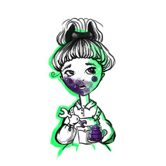 Girl with jam. A cute little girl and the jam. hildren's illusion.