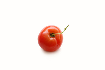 Beautiful Red Cherry on White background top shot