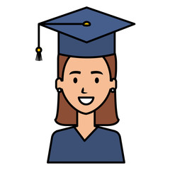 woman student graduating with uniform vector illustration design