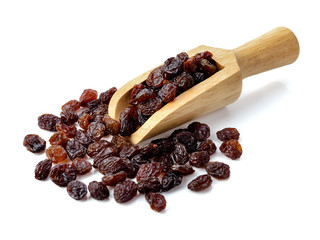 Dried raisins on white background. - obrazy, fototapety, plakaty