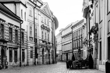 KRAKOW, POLAND - August 27, 2017: antique building view in Krakow, Poland