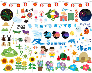 夏 ビーチの風景イラスト Wall Mural Wallpaper Murals Senryu