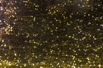 Green, Gold and Bronze shiny textured Glitter paint with star and heart sequins