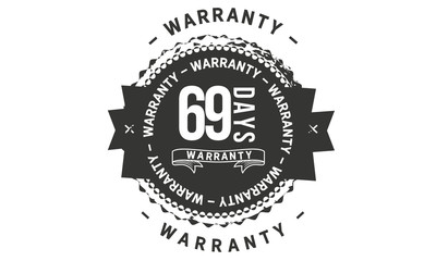 69 days warranty icon vintage rubber stamp guarantee