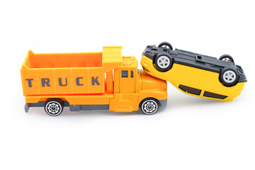  Toy car accident isolate on white background