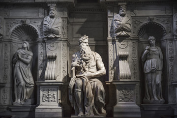 Rome, Moses by Michelangelo on the tomb of Pope Julius II in Saint Peter in chains (San Pietro in...
