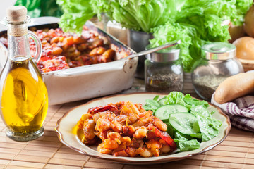 Baked giant beans with tomato sauce