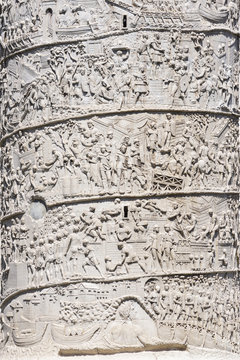 Rome, detail of reliefs of the Trajan column