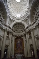 Rome Italy. Church of St. Carlo at the four fountains. Baroque dome created by Borromini