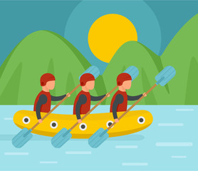 Mounting rafting background. Flat illustration of mounting rafting vector background for web design