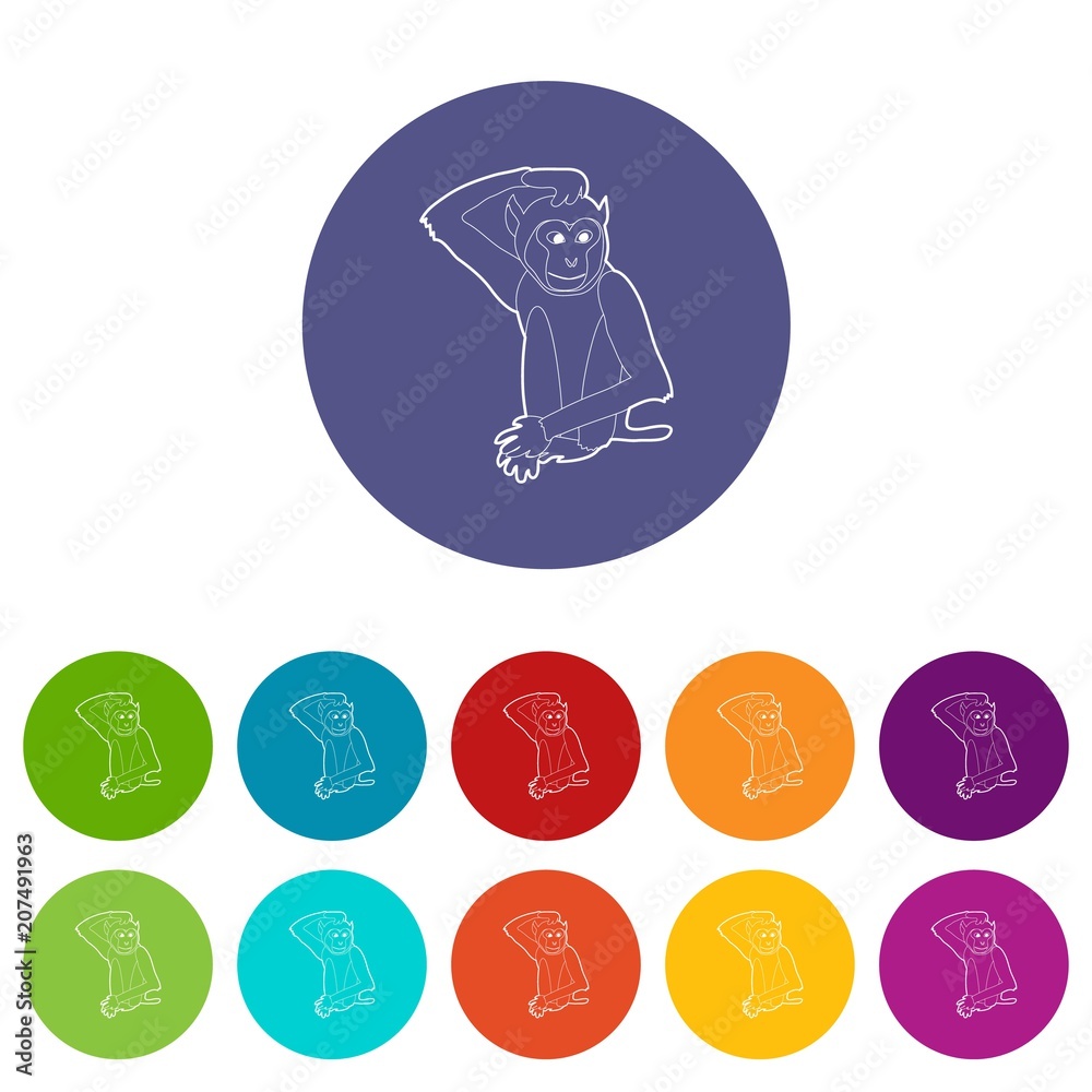 Wall mural Brooding monkey icons color set vector for any web design on white background - Wall murals