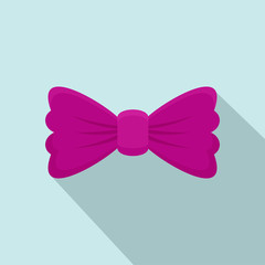 Violet bow tie icon. Flat illustration of violet bow tie vector icon for web design