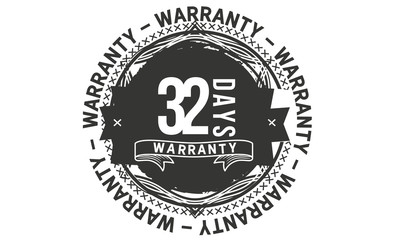 32 days warranty icon vintage rubber stamp guarantee