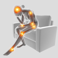 3d Illustration of Women with  joint pain