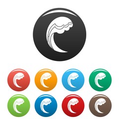 Wave water ocean icon. Simple illustration of wave water ocean vector icons set color isolated on white