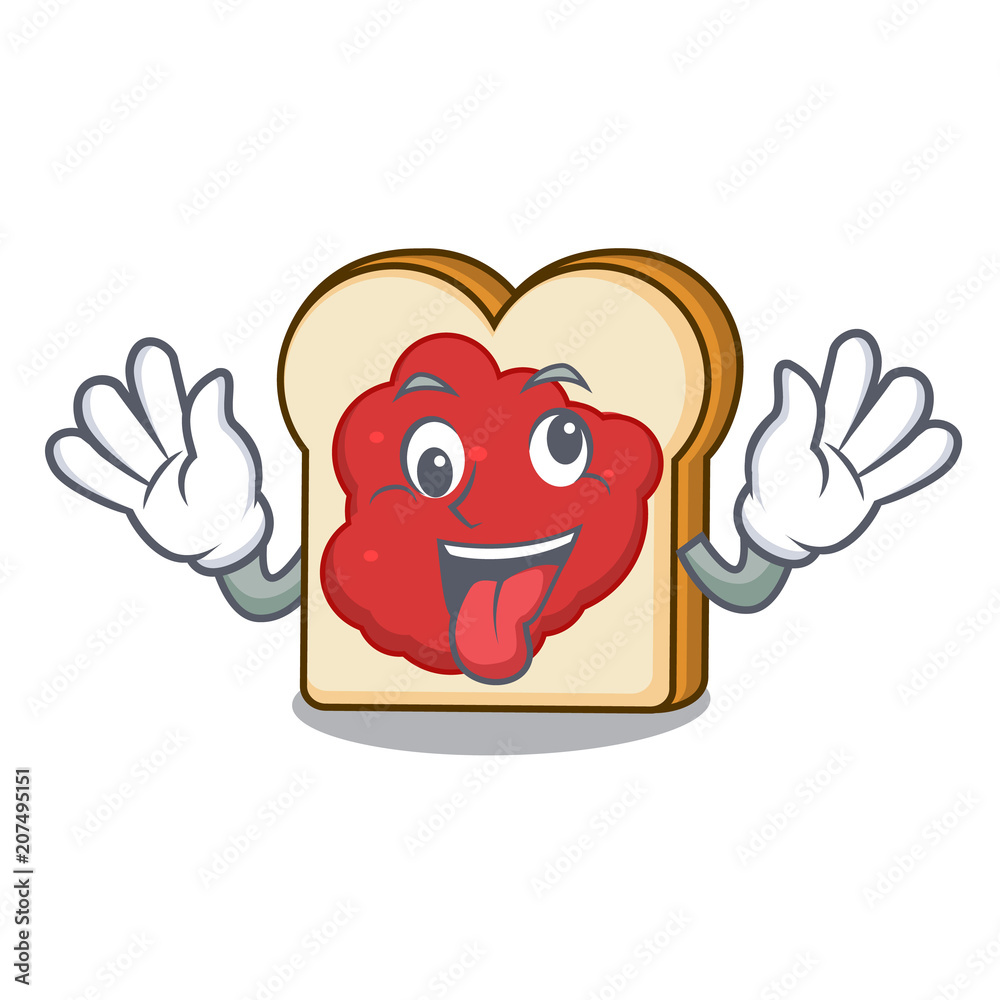 Sticker crazy bread with jam mascot cartoon