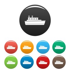 Ship travel icon. Simple illustration of ship travel vector icons set color isolated on white