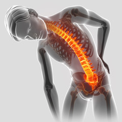 3D Illustration of male Feeling the back pain