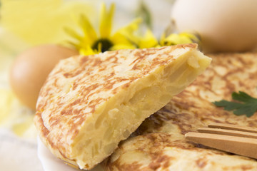 spanish omelette with potatoes and onions, traditional food
