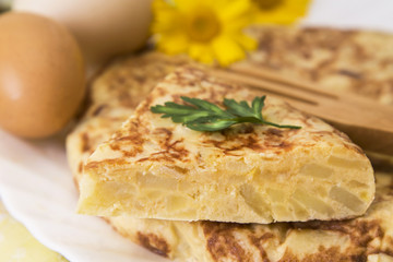 spanish omelette with potatoes and onions, traditional food
