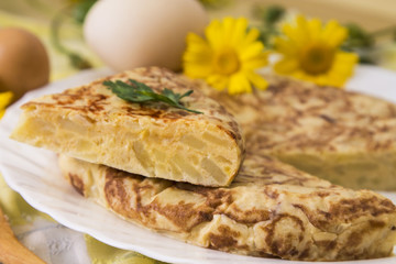 spanish omelette with potatoes and onions, traditional food

