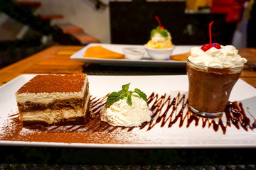 Dessert tiramisu. Restaurant Italien, Thailand