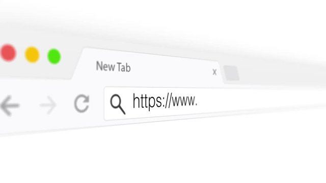 typing https www in address bar close up animation