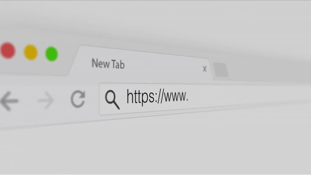 typing https www in address bar close up animation