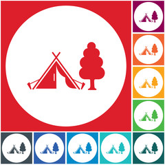 Stylized icon of tourist tent