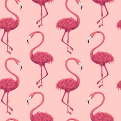 Fototapeta premium Flamingos Pink Seamless Pattern
