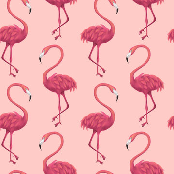 Flamingos Pink Seamless Pattern