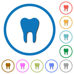 Single tooth icons with shadows and outlines