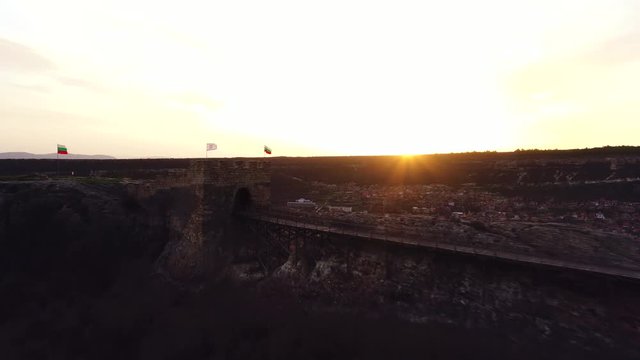 Sunset over medieval fortress Ovech near Provadia, Bulgaria